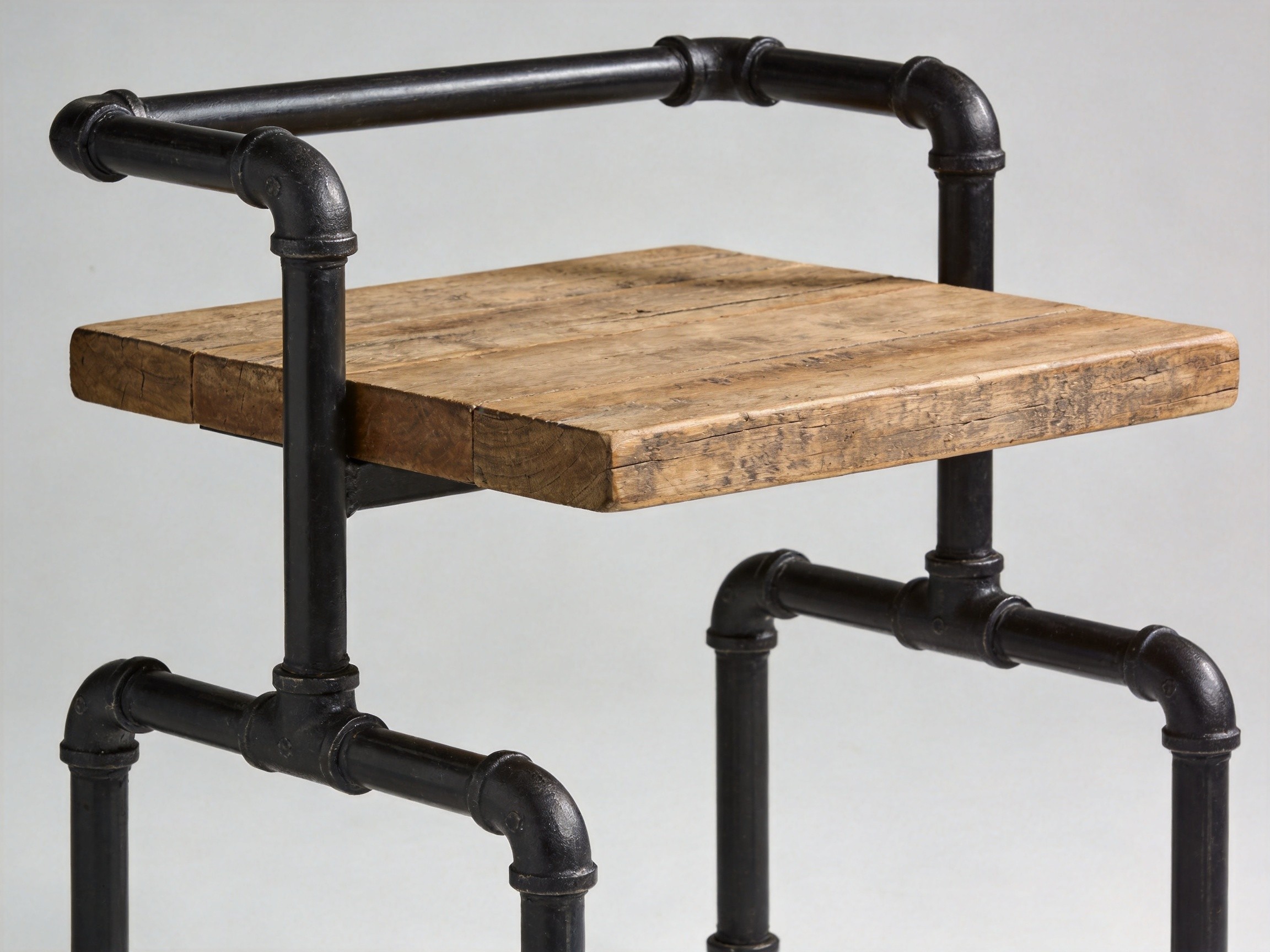 Industrial Iron And Wood Rectangular Side Table